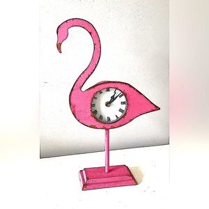 16” Metal Pink Flamingo Clock